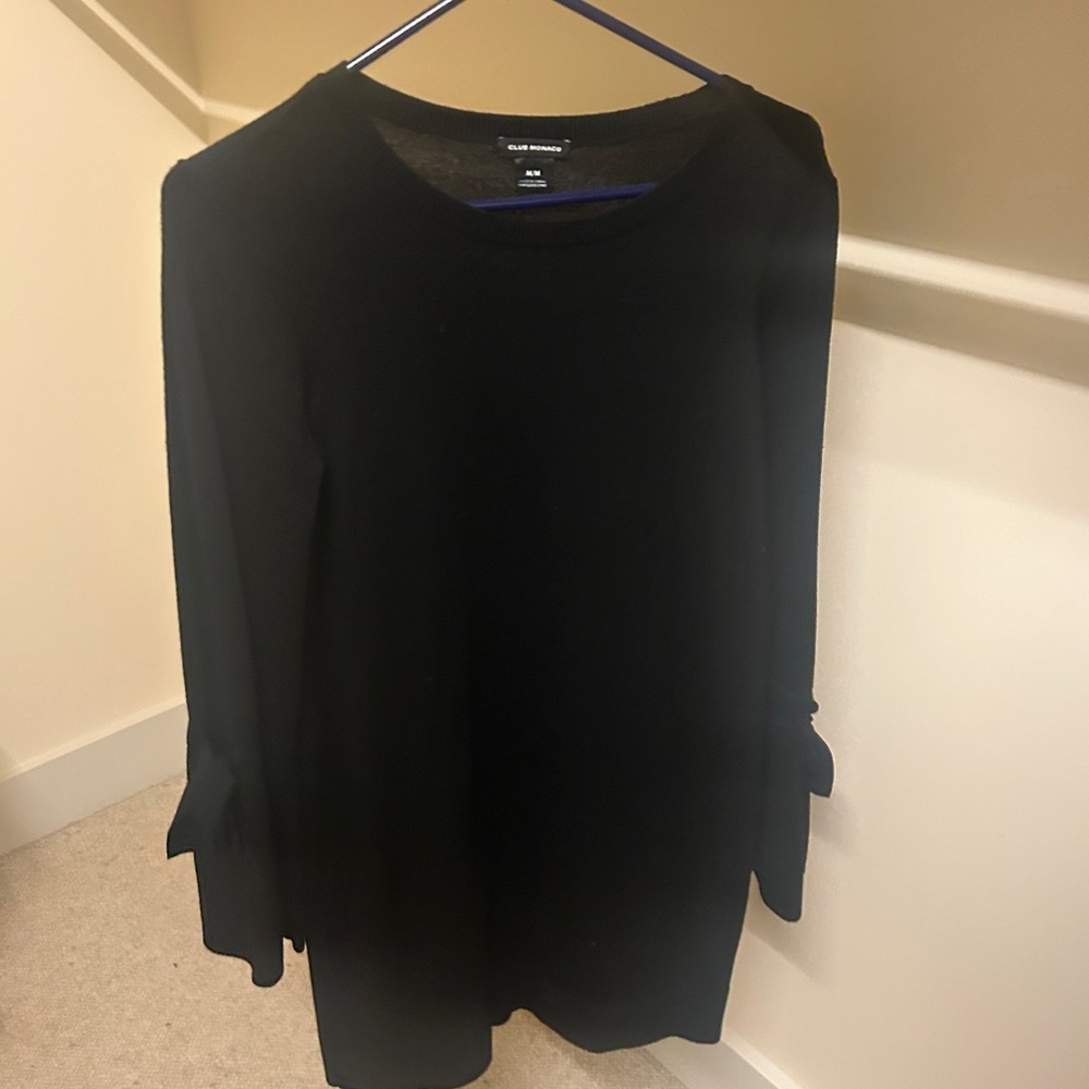 Club Monaco Black Women's Sweater Dress with Bell Sleeves